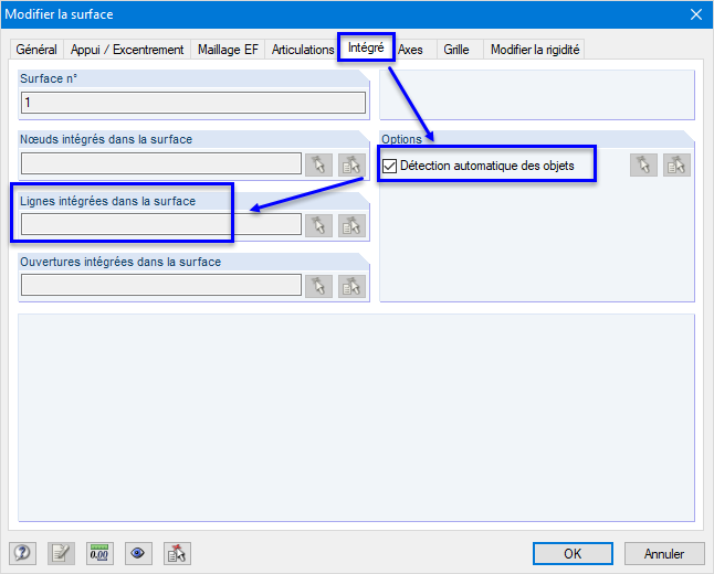 Contrôle des objets intégrés