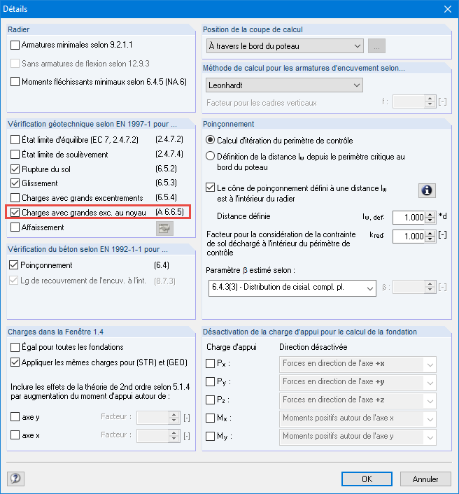 Vérification des déplacements de fondation