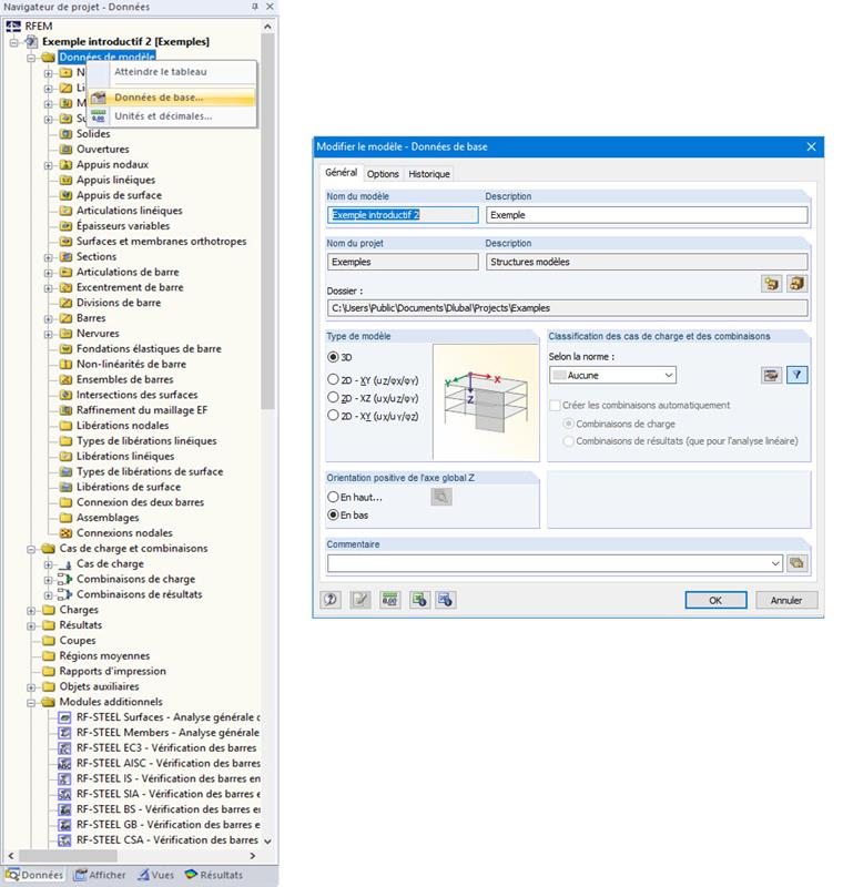 Modifier le modèle - Données de base