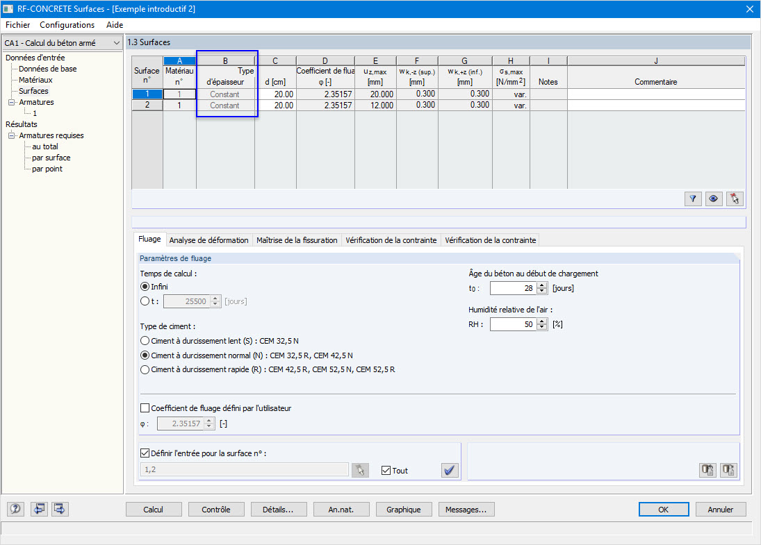 1.3 Surfaces - Définition du type d’épaisseur « Constant »