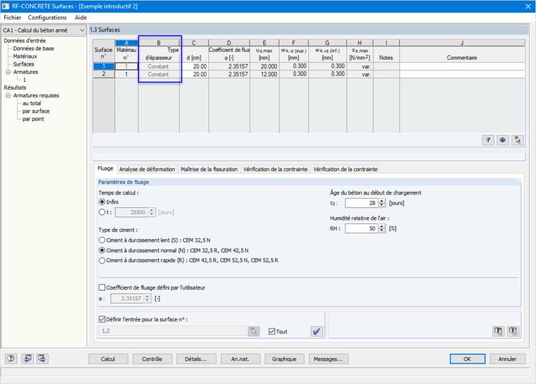 1.3 Surfaces - Définition du type d’épaisseur « Constant »