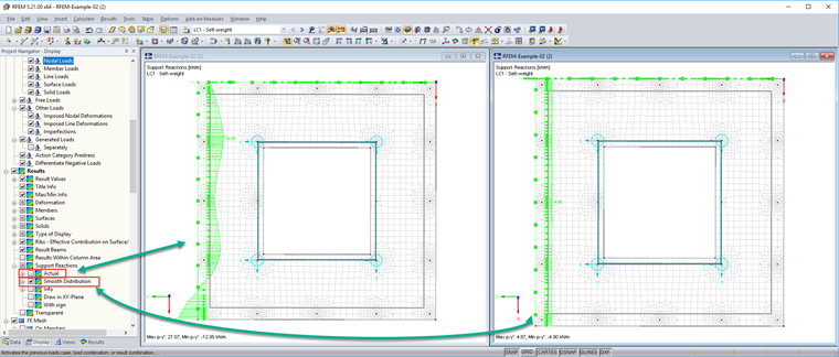 Sélection de la distribution des réactions d’appui