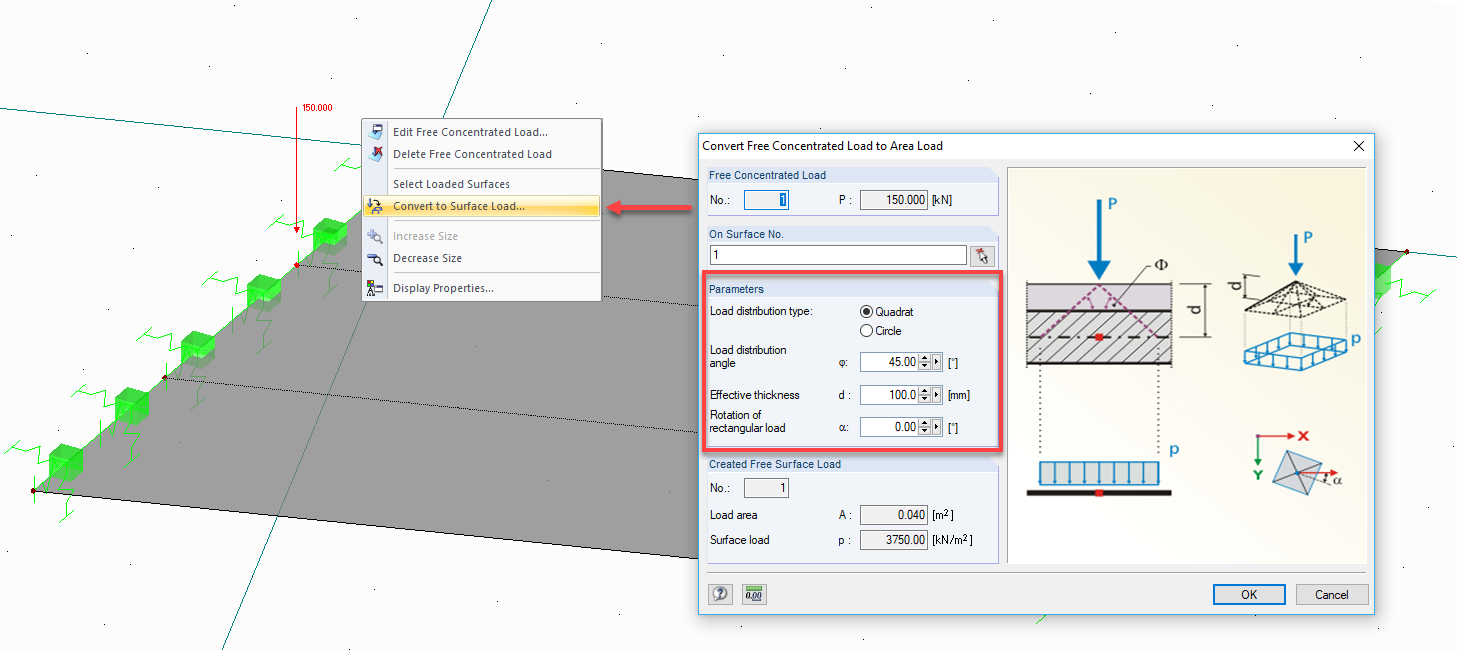 Conversion d'une charge concentrée en charge surfacique