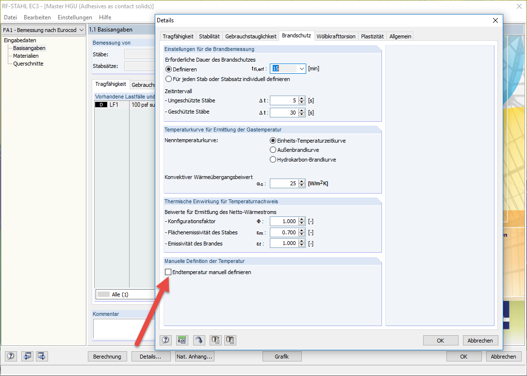 Entrée de la température finale