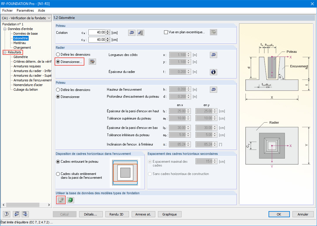 Module en mode Modèle, les dimensions ne peuvent pas être enregistrées