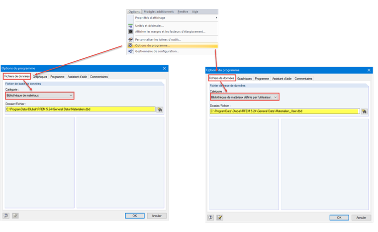 Ajout des bibliothèques de matériaux