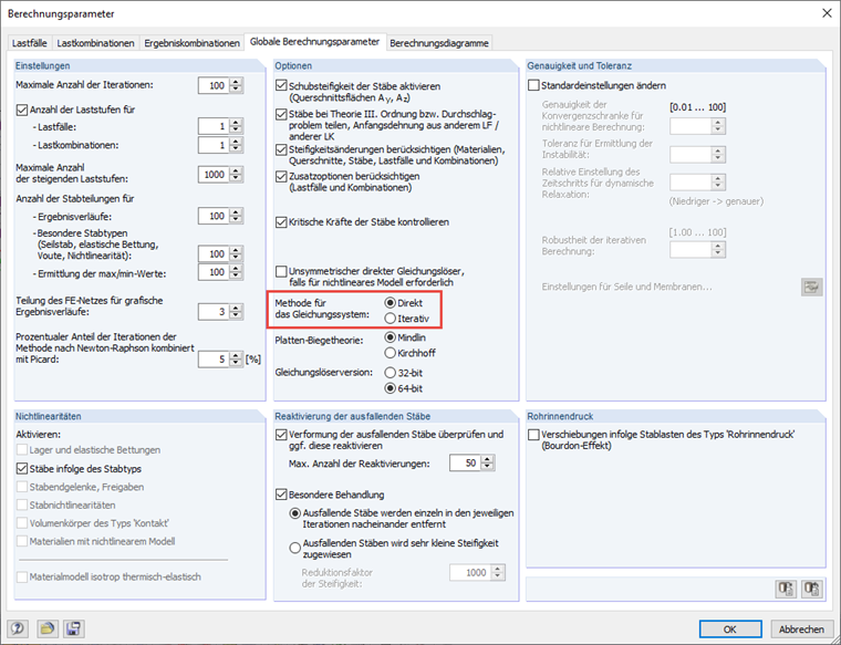 Définir le solveur direct dans RFEM 5