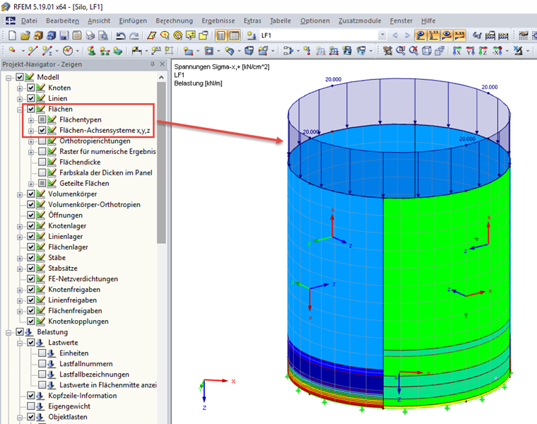 Système d'axes de surface