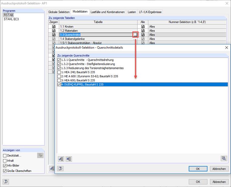 Sélection du rapport d'impression
