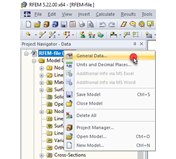 Ouverture des données générales via le menu contextuel du fichier