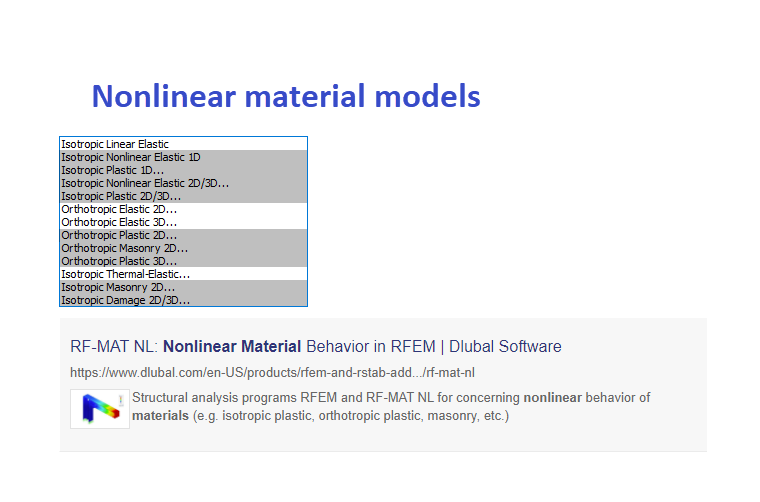 Modèles de matériau dans RFEM