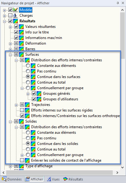 Distribution des efforts internes
