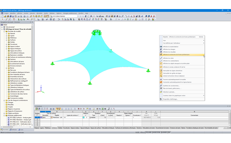 Fonction « Afficher la recherche de forme préliminaire »