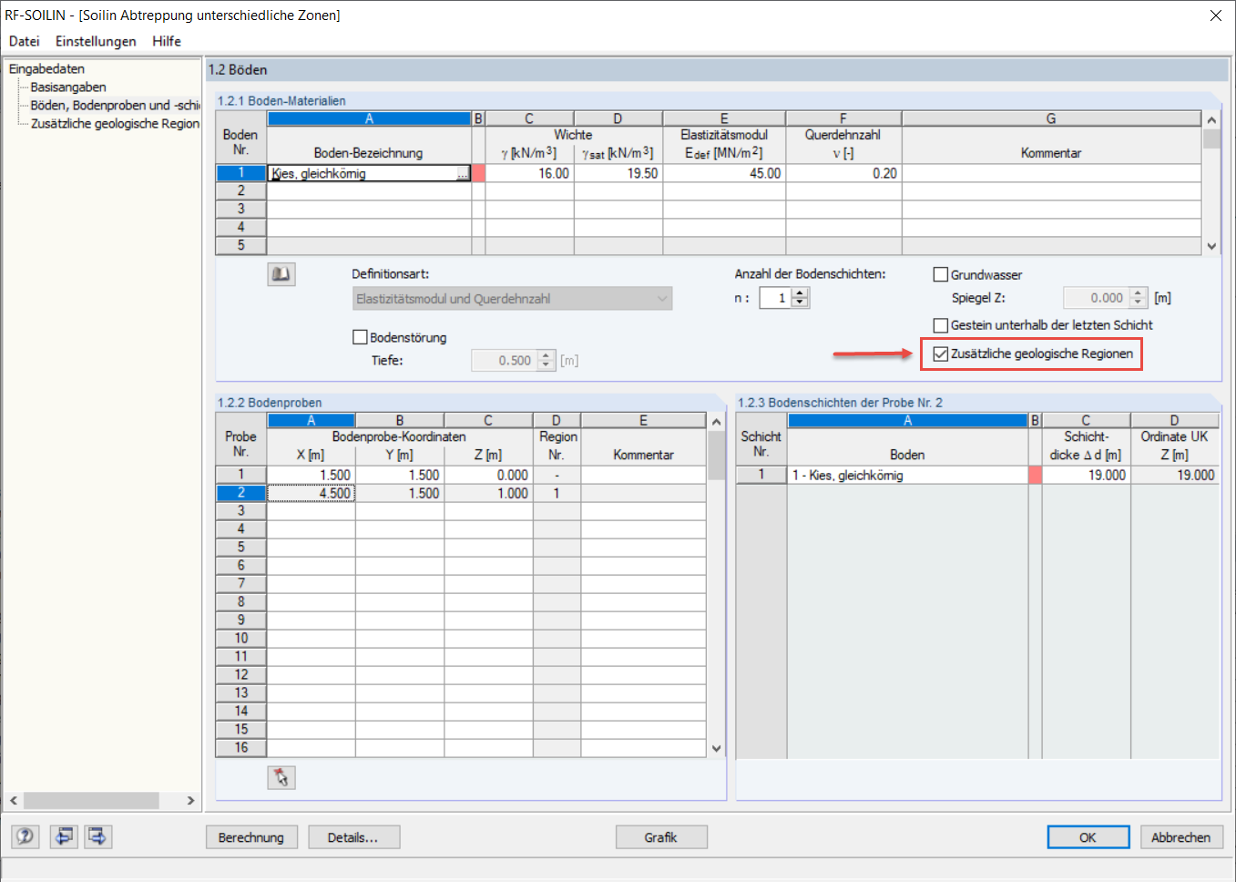 Régions géologiques additionnelles
