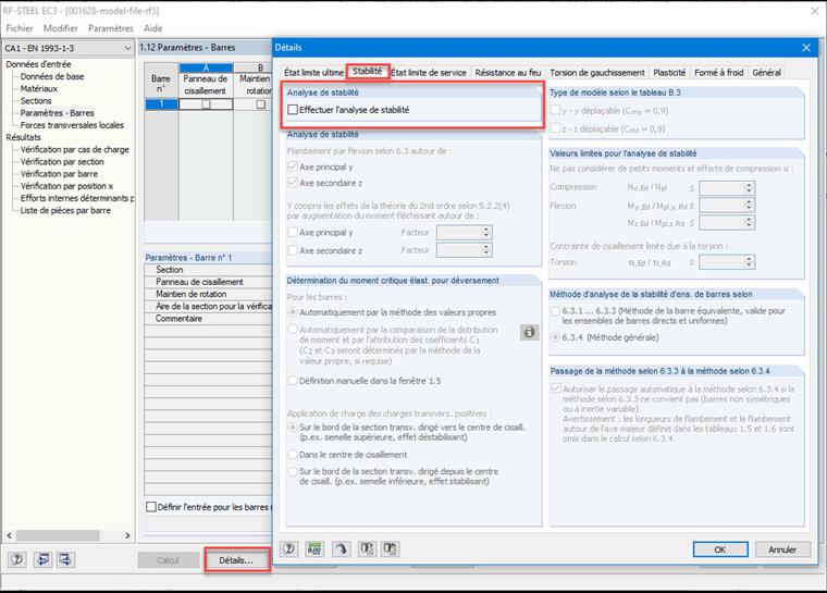 RF-STEEL EC3> Détails> Analyse de stabilité