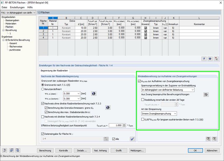 Préréglages pour l'armature minimale