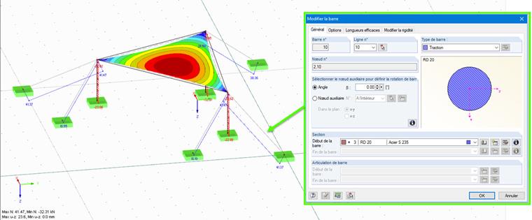 Hauban sous forme de barre de traction non précontrainte