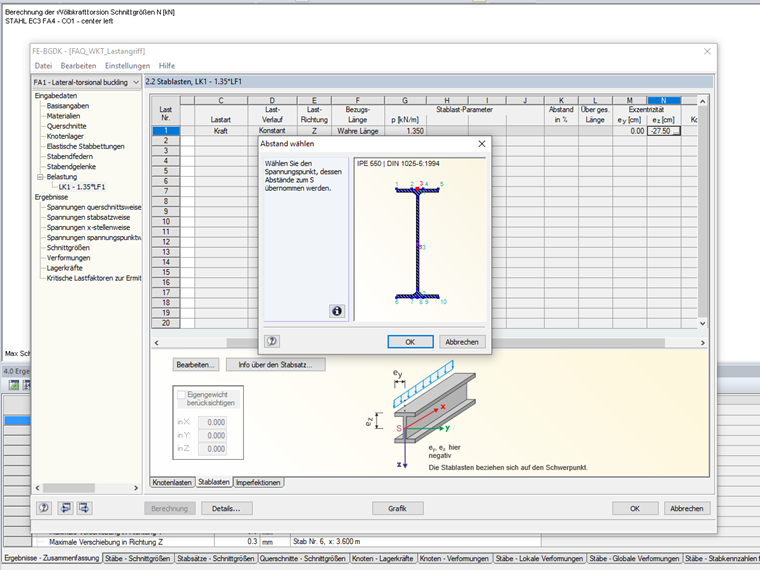 Point d’application de charge dans RF-/FE-LTB