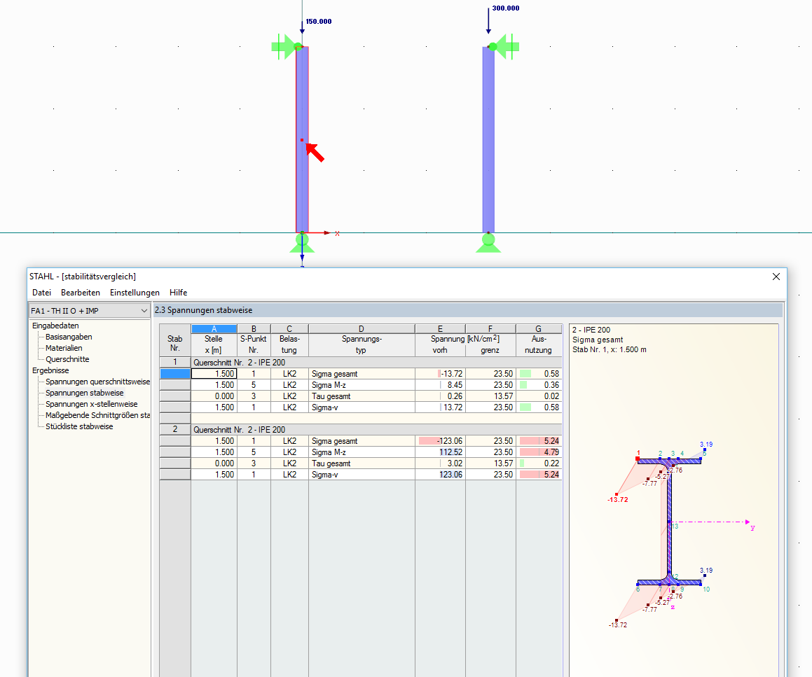 Analyse des contraintes avec imperfection dans RF-/STEEL