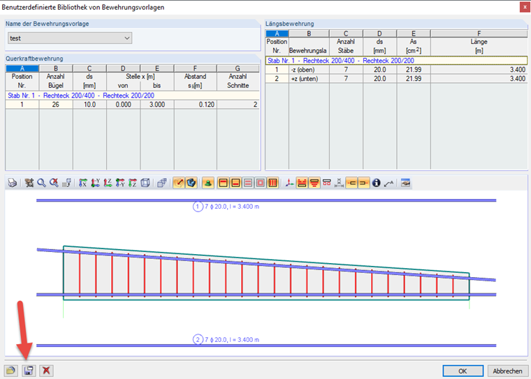 Bouton d’enregistrement de la bibliothèque de modèles