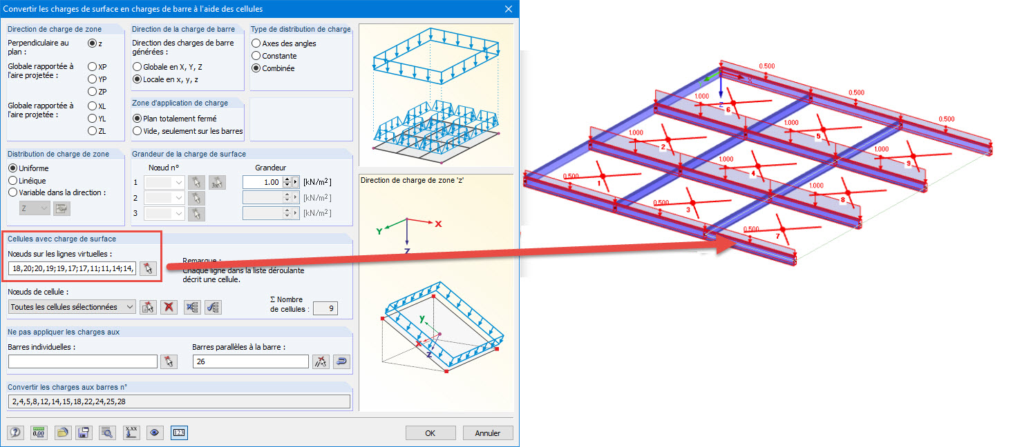 nœuds sur les lignes virtuelles
