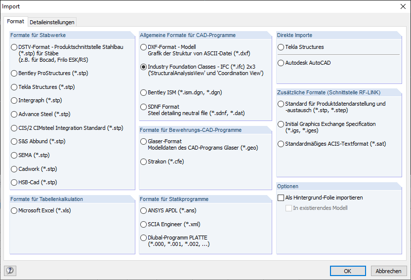 Formats d’importation RFEM