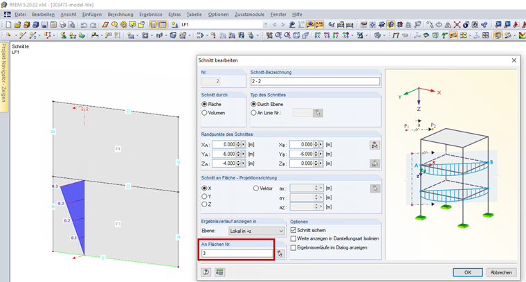 Coupe traversant des surfaces