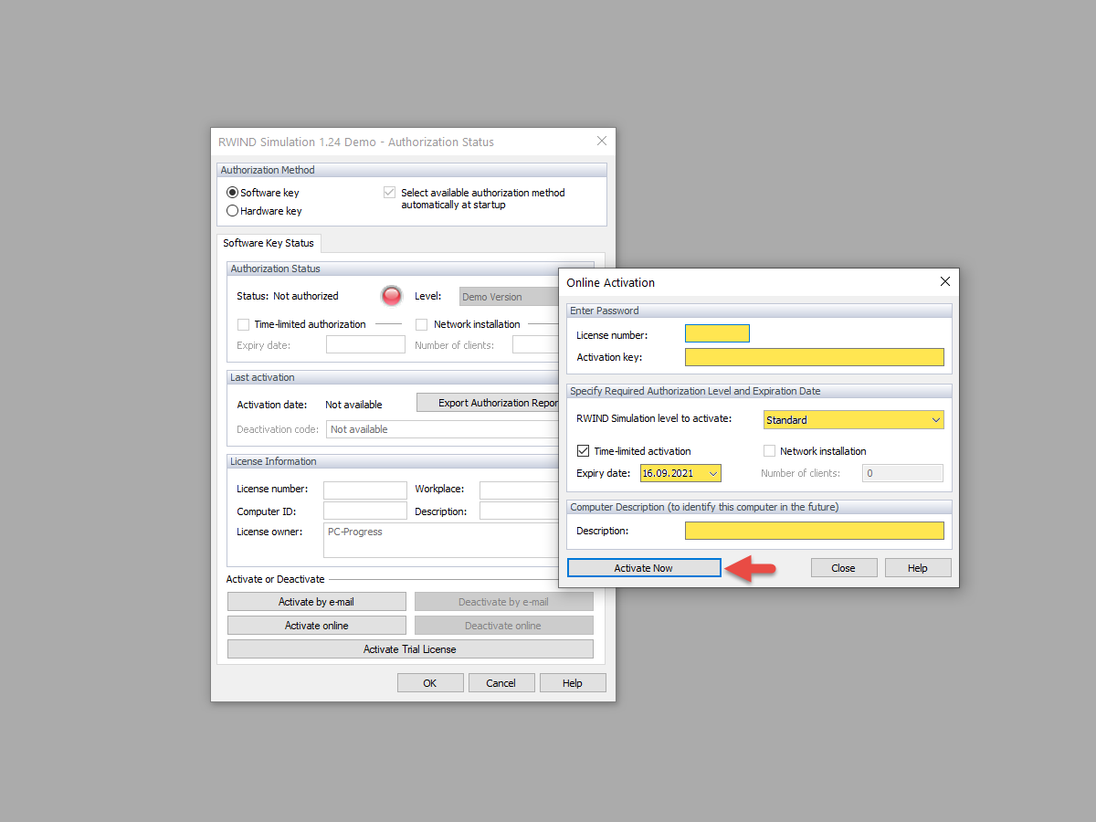 Activation du programme