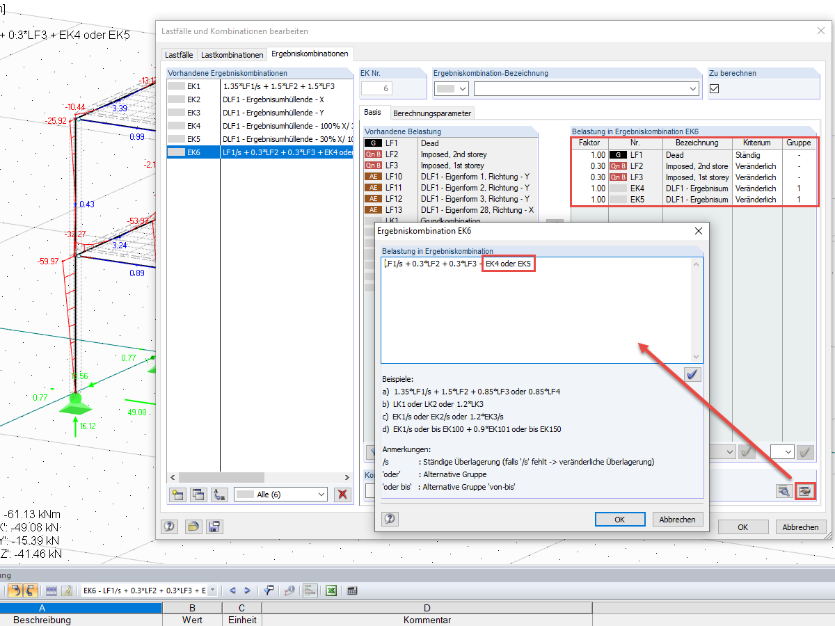 Combinaison de calcul accidentelle