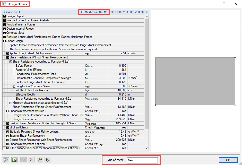 Détails du calcul à l’emplacement sélectionné