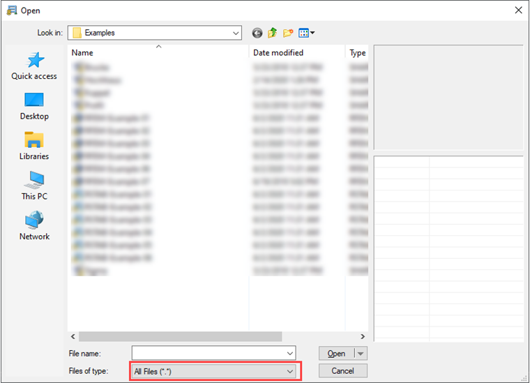 Ouverture la boîte de dialogue dans RSTAB 7 en sélectionnant le type de fichier