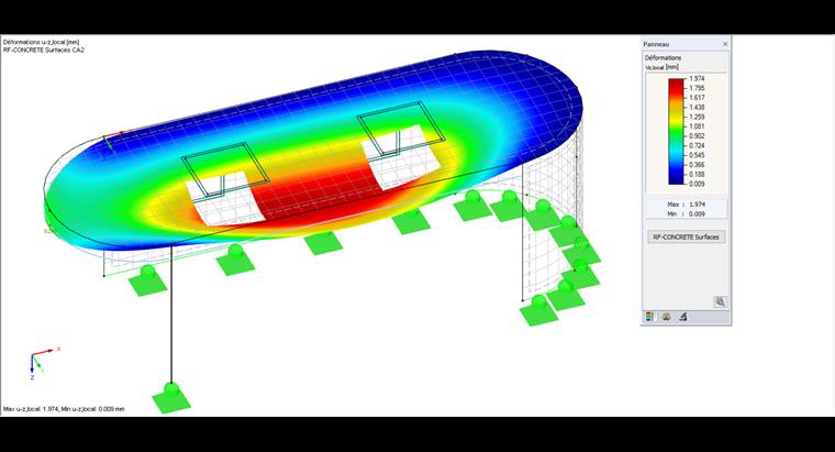 Déformations calculées à l’aide de RF-CONCRETE Deflect