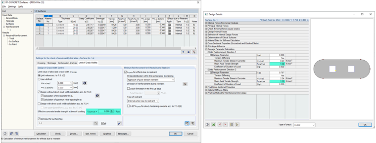 Résistance efficace en traction du béton au moment de fissuration avec le facteur 1,00