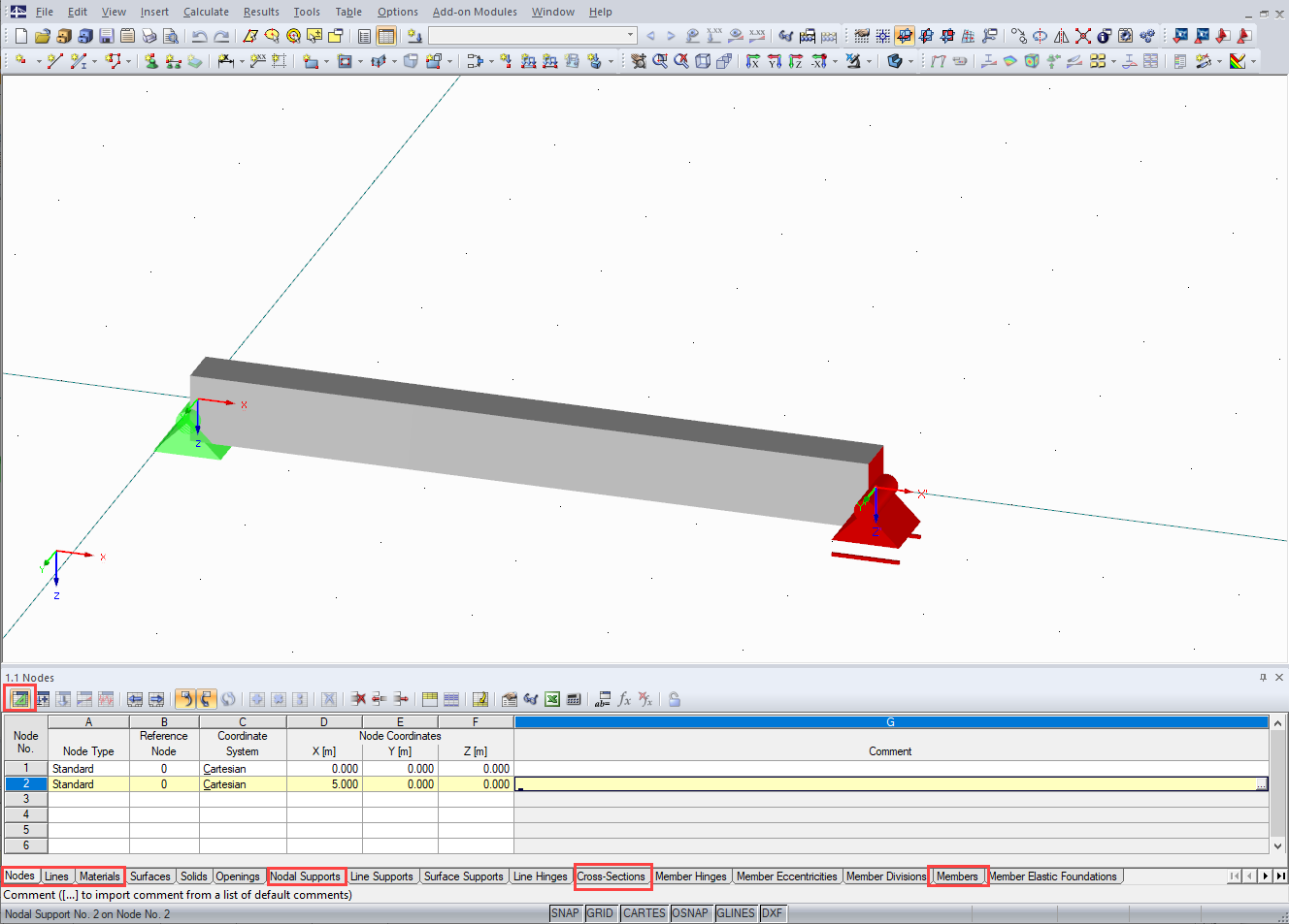 Entrée tabulaire de la structure