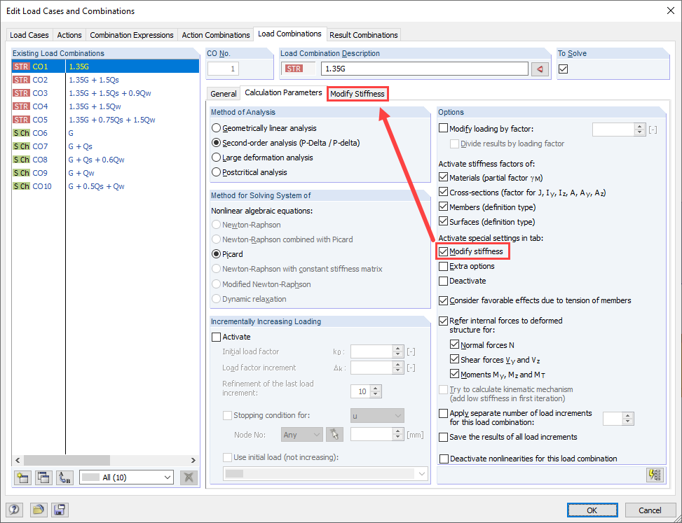 Autres options de modification de la rigidité