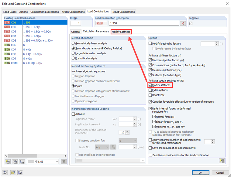 Autres options de modification de la rigidité