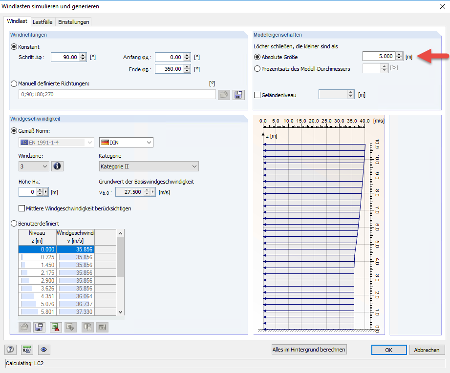 Définition des ouvertures dans le menu de l'interface RFEM