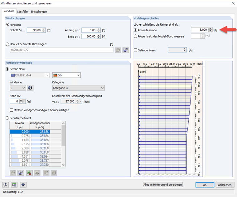 Définition des ouvertures dans le menu de l'interface RFEM
