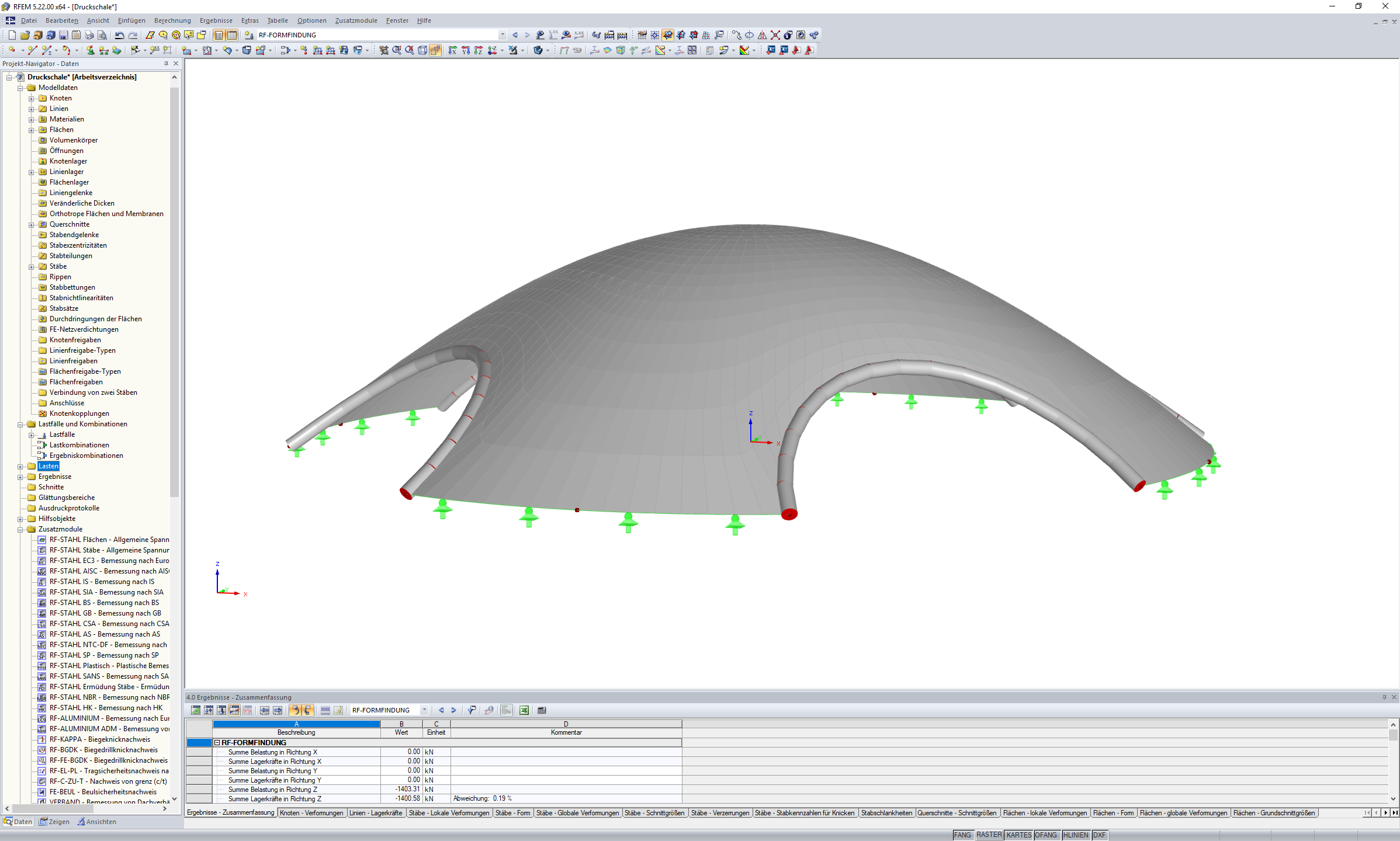 Recherche de forme d'une surface plane comprimée
