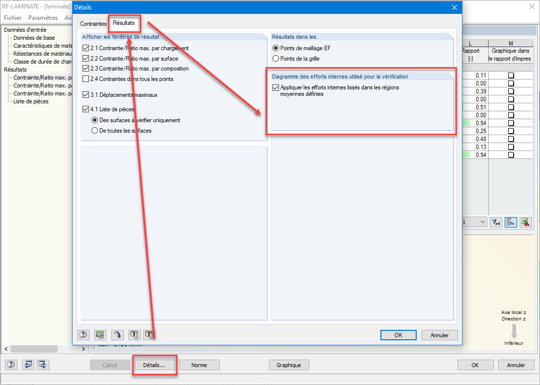 Activation des régions moyennes dans RF-LAMINATE