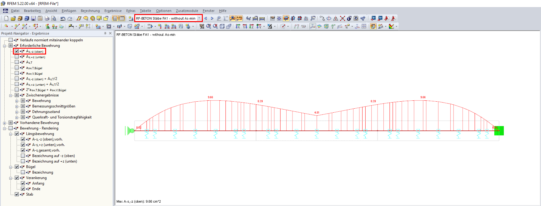 Distribution des armature requise sans armature longitudinale minimale selon la norme