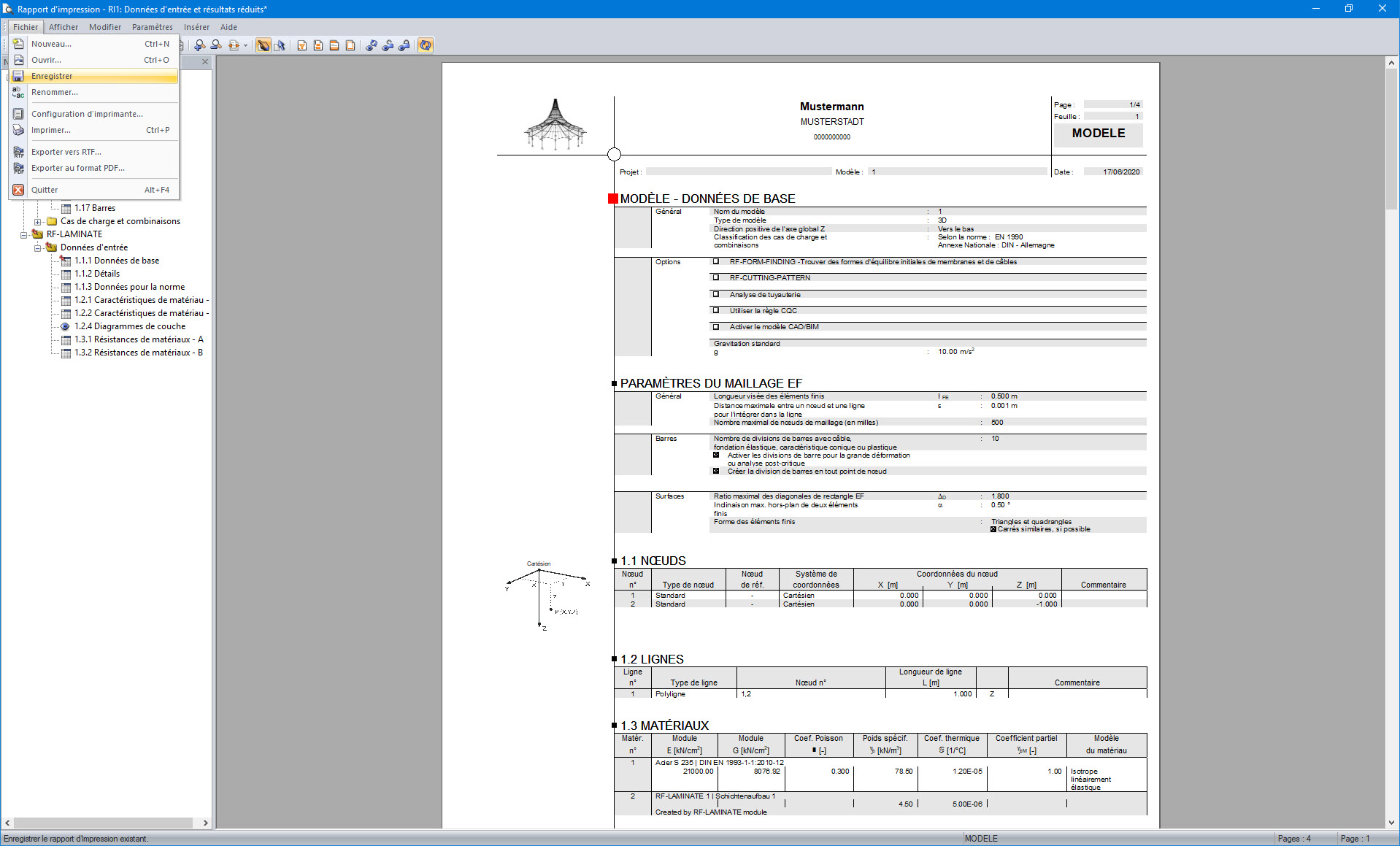 Rapport d'impression au format A4
