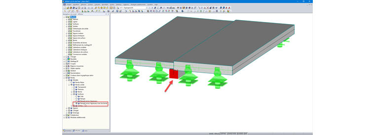 Modèle de nervures avec différentes épaisseurs de plaque dans RFEM