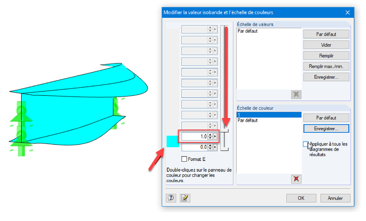 Affichage monochrome des résultats de surface
