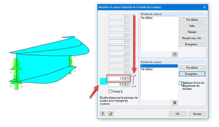 Affichage monochrome des résultats de surface