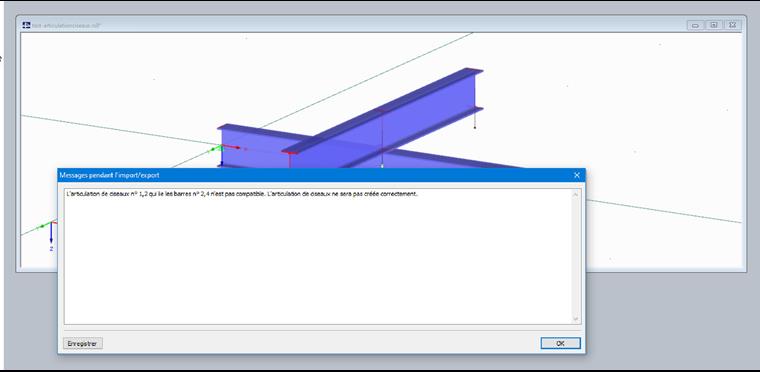Message pendant l’import/export avec des articulations ciseaux mal définies