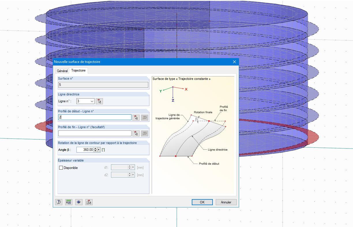 Propriétés d'une surface de trajectoire