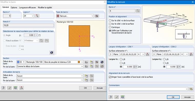 Largeur d'intégration de la nervure