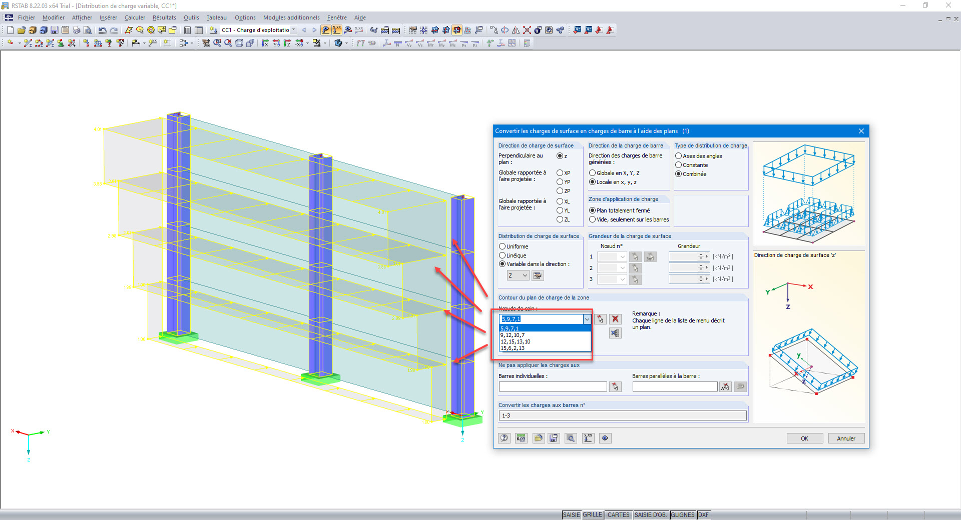 Charge surfacique échelonnée