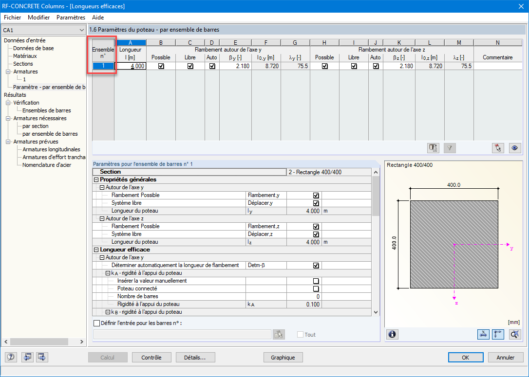 Avertissement dans le cas d'un poteau divisé